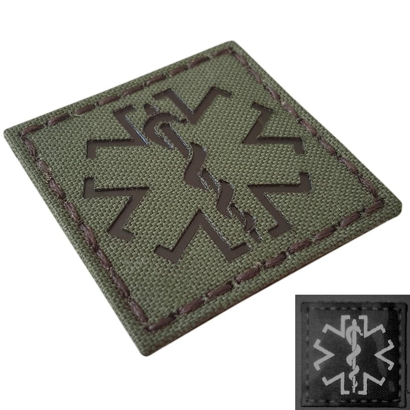 EMS Medic 2x2 Skull SAR Safety Tactical Morale Hook Patch (OD Green)