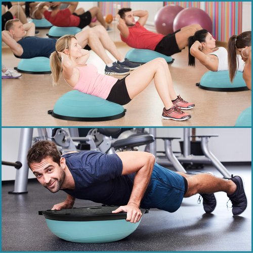 JX FITNESS 58cm Balance Half Ball Trainer, Stability Exercise Yoga Half Ball with Resistance Bands & Pump - Improve Core and Ab Strength with Full Body Home Gym Workouts Or Fitness Training