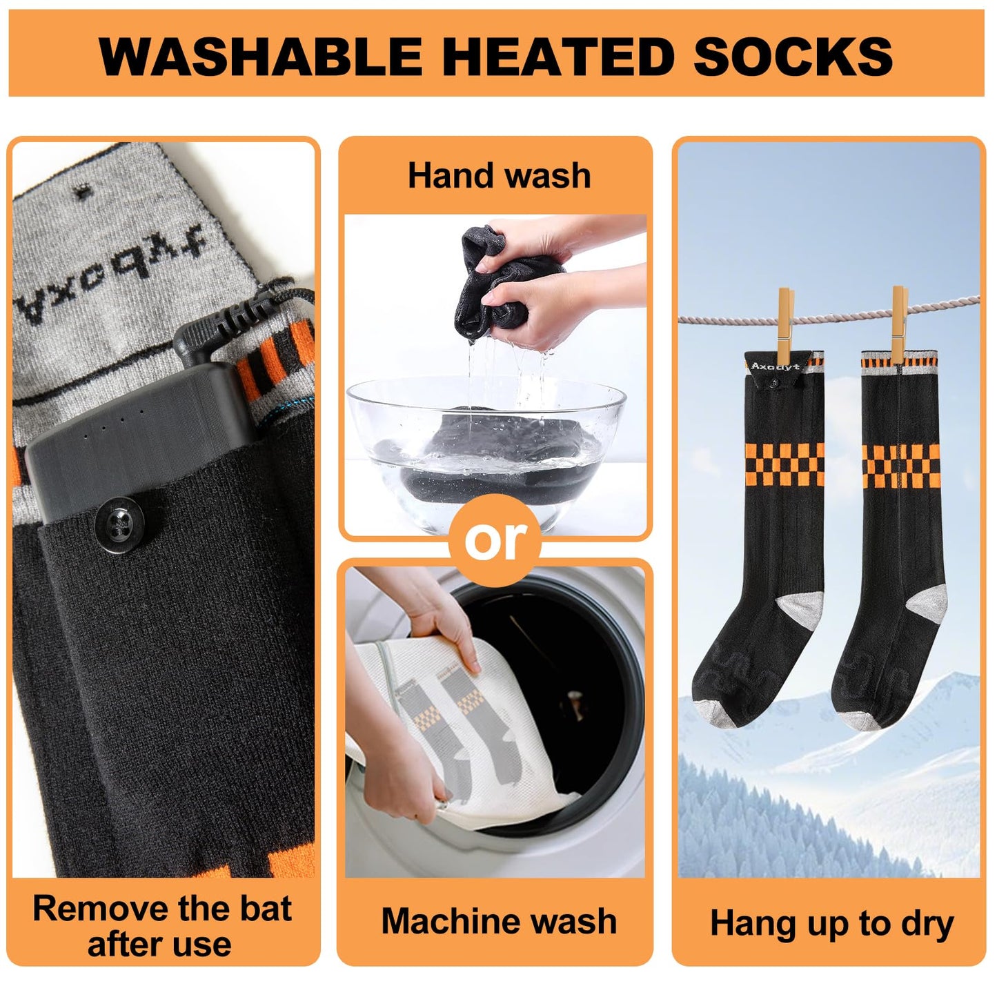 Heated Socks with App Control for Men Women, 8500mAh*2 Battery Rechargeable, Electric Socks with 4 Heating Levels for Winter Warm, Skiing, Hunting, Camping, Hiking, Cycling, Outdoor