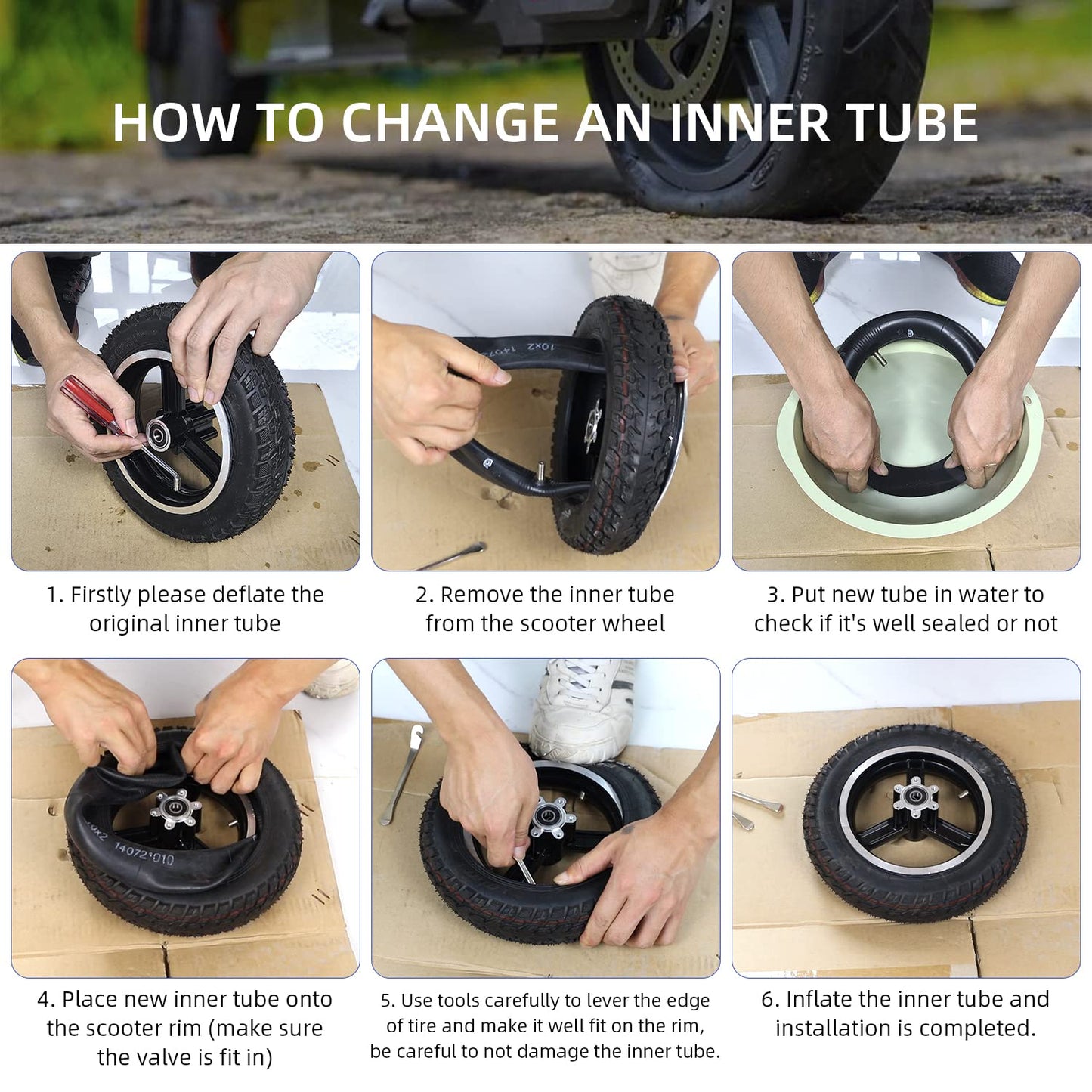 ulip 60/70-6.5 Scooter Tires with Inner Tube Pneumatic 10 Inch Tire Replacement Straight Vavle for Ninebot Max G30 G30D G30LP (2 Tires and 2 inner tubes)