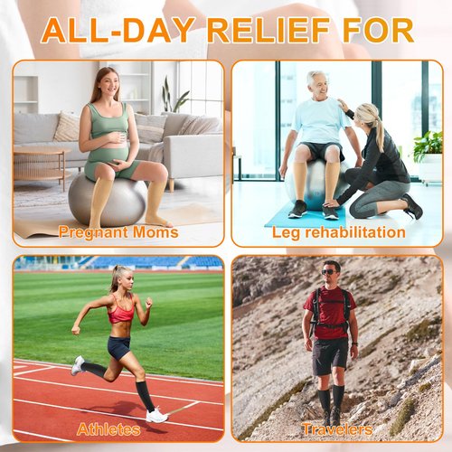 4 Pairs Zipper Compression Socks Women & Men, Toeless Compression Socks, 15-20mmhg Knee High, Anti-Pinch Zipper for Varicose Veins, Elderly, Pregnancy, Nurses, Travel(Large-X-Large)