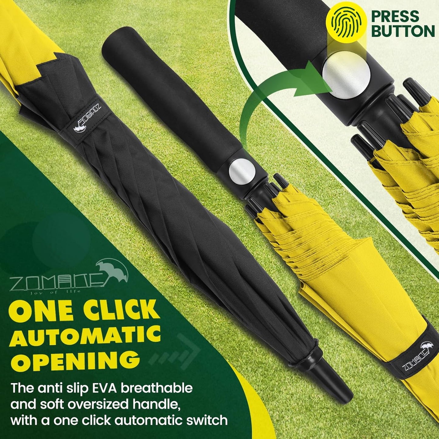 ZOMAKE Golf Umbrella - Large 62/68 Inch Windproof Double Canopy for Rain & Sun Protection
