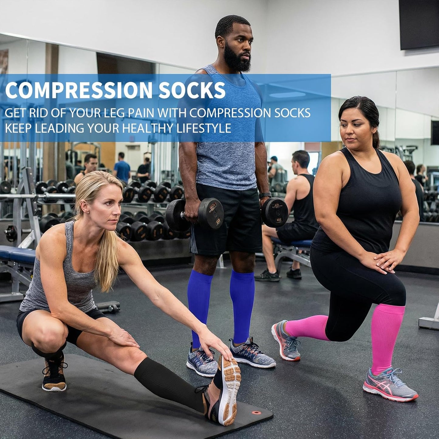 Sooverki Copper Compression Socks - 8 Pack Knee High Stockings for Men & Women | 15-20mmHg Support for Running