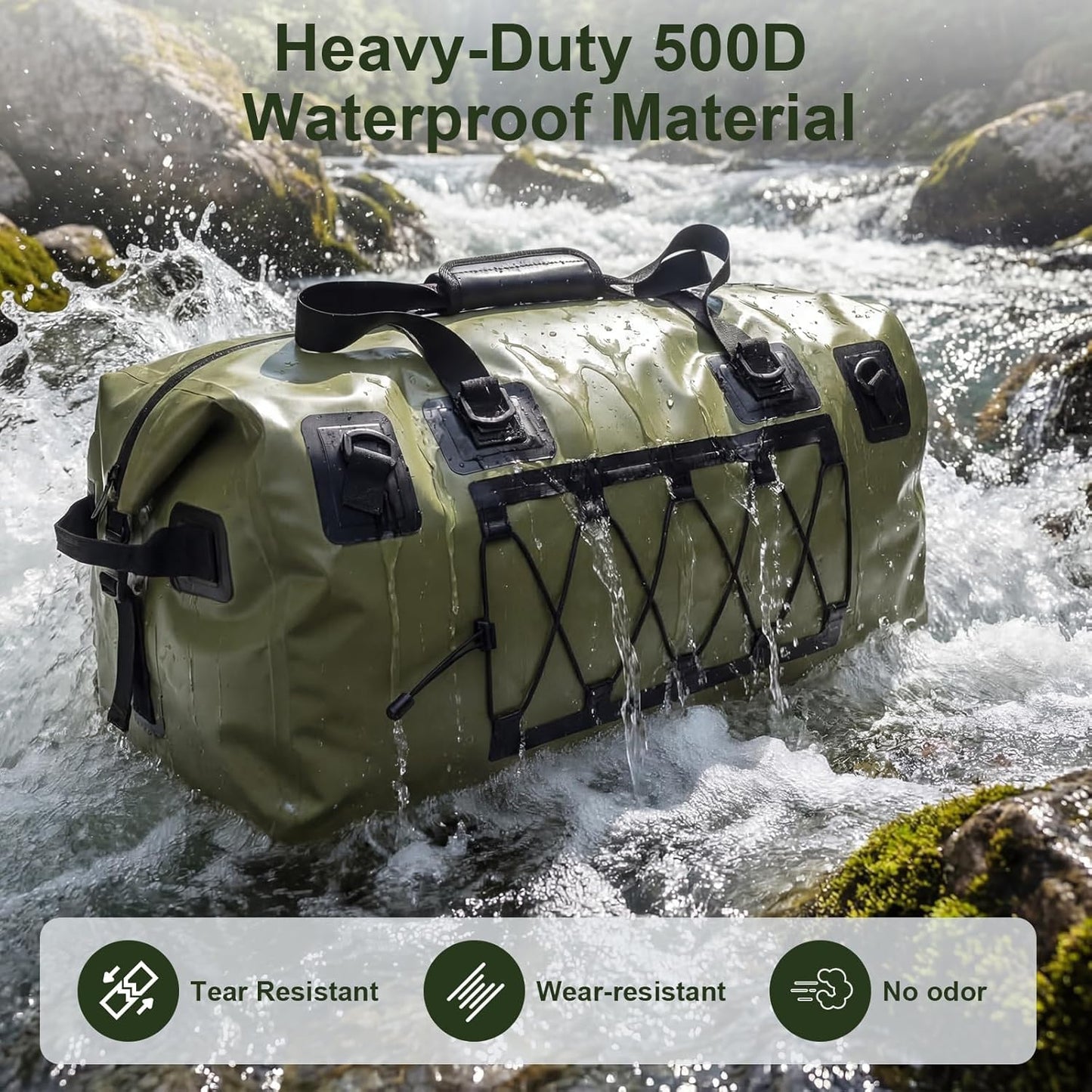 Skiennix Waterproof Duffel Bag - 70L Heavy-Duty Dry Backpack for Kayaking, Rafting & Camping