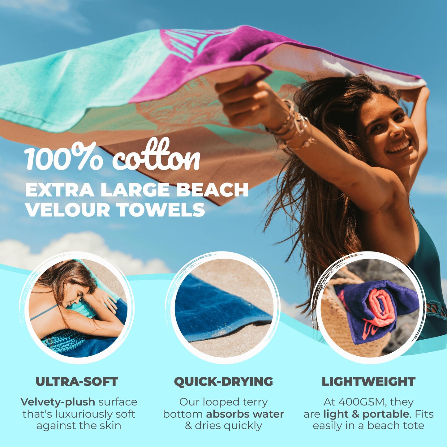 Nova Blue Beach Towels