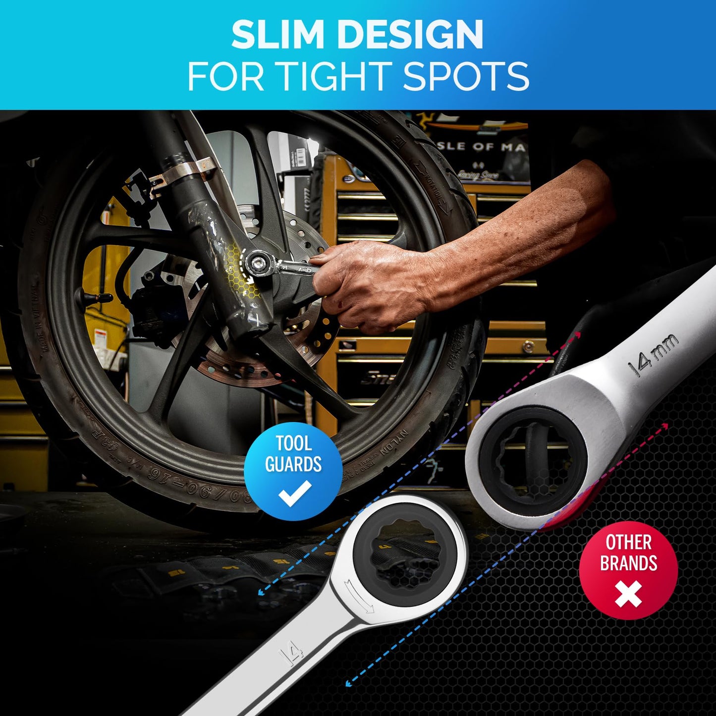 TOOLGUARDS Ratcheting Wrench Set 26pcs - Metric and Standard - With Rack Organizer - Wrenches - Combination Ratchet Wrench Set - 100% Lifetime Satisfaction Guarantee