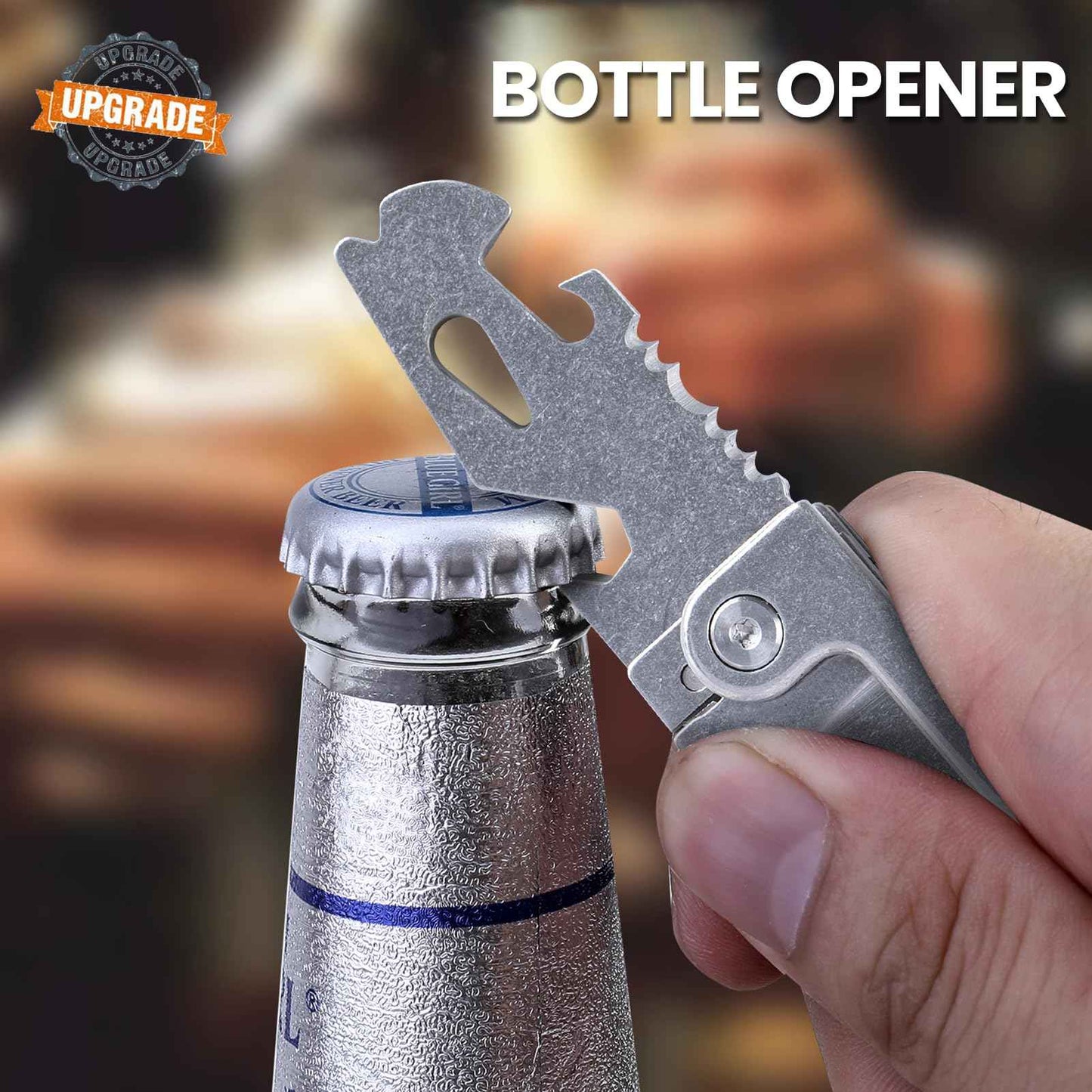 EDCFANS Keychain Multitool Knife, Multi Tools Keychains, Fathers Day Dad Gifts for Men, Tanto Pocket Knives with Clip, Bottle Opener, Box Cutter, Pry Bar, Screwdriver Wrench, EDC Hiking Camping Gear