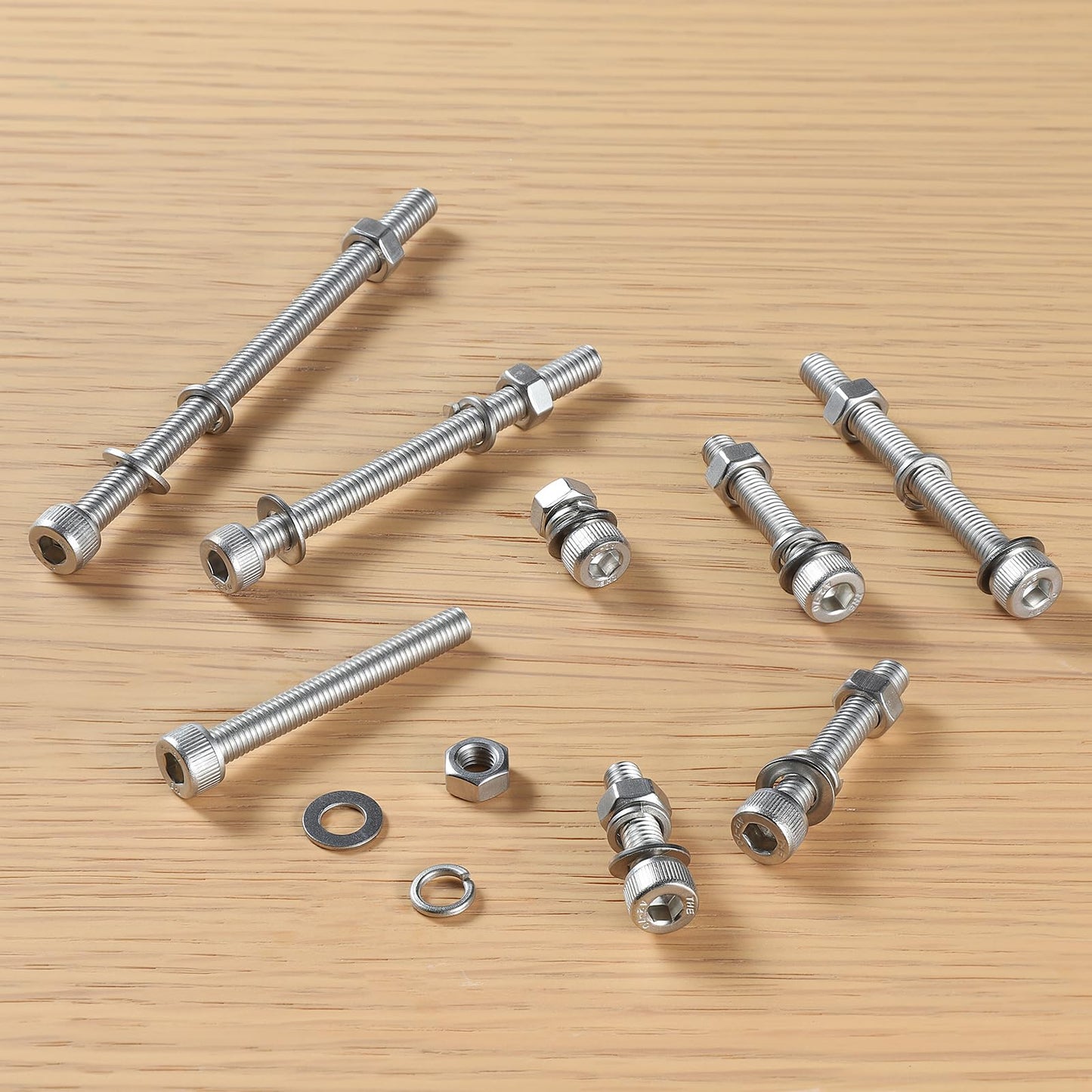 BNUOK 288 PCS M5 Screws Assortment Kit, 304 Stainless Steel M5 Bolts Kit, M5x 8/12/16/20/25/30mm, Hex Socket Head Cap Screws Bolts Nuts Washers Set