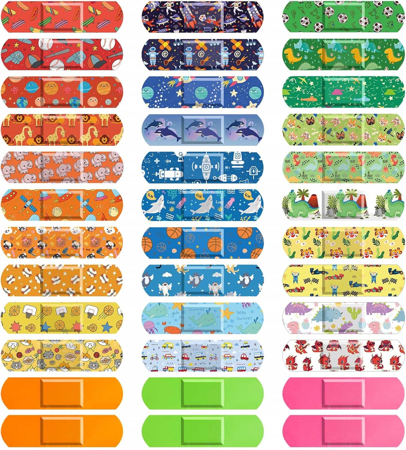 Sublaga Kids Cartoon Bandages - 300 Pcs Waterproof Adhesive Bandages for Scrapes & Cuts | Colorful & Flexible