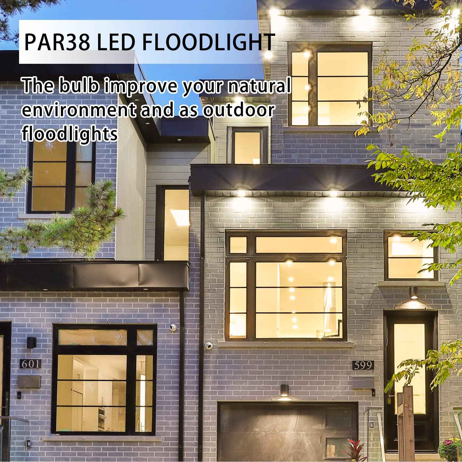 LOXYEE PAR38 LED Outdoor Flood Light Bulbs 4 Pack，Dimmable 20W(200W Equivalent) E26 Base Flood Light Bulbs,2700K Soft White 1800 Lumens LED Flood Light for Outdoor Garden,Garage,Yards