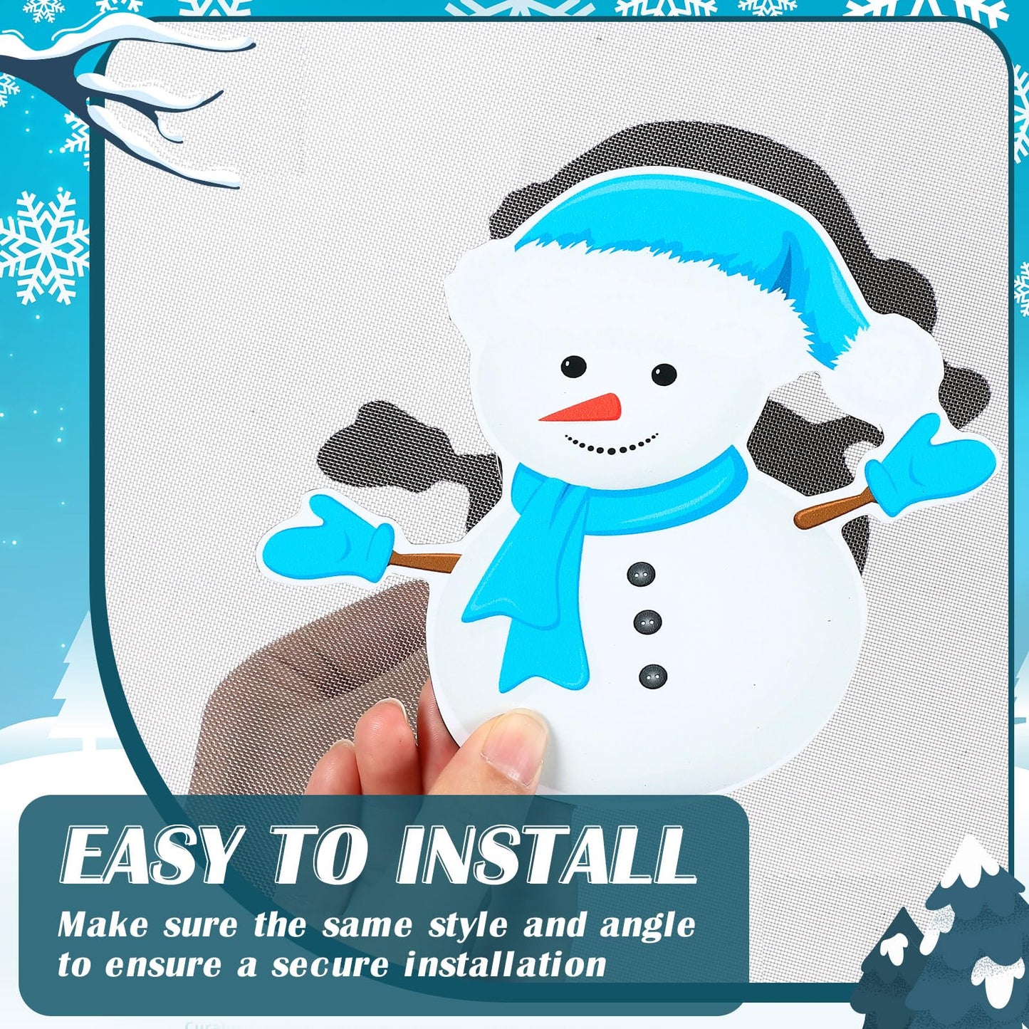 Konohan 12 Pcs/6 Pairs Winter Snowflake Screen Door Magnets Snowman Double Sided Screen Door Magnet Flexible Protector Decorative Screen Magnets for Window Screen Sliding Doors