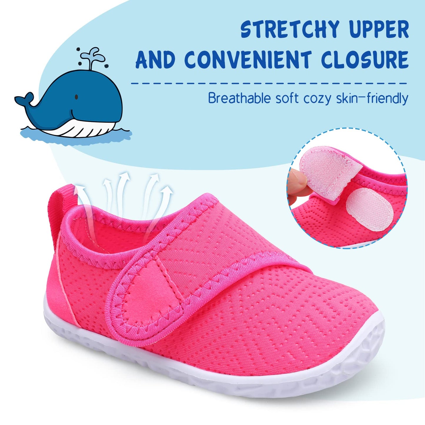 LeIsfIt Toddler Water Shoes Boys Girls Barefoot Aqua Socks Kids Breathable Quick-Dry Swim Shoes for Beach Pool Surf, Dark Pink, 7 Toddler