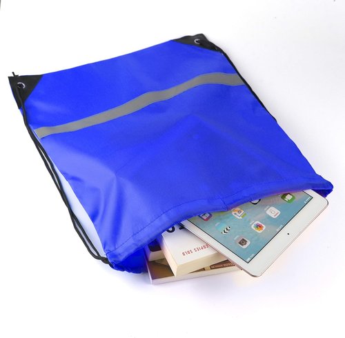 KUUQA Drawstring Backpack - 12 Pcs Reflective Cinch Sacks for Team Sports & Travel - Blue