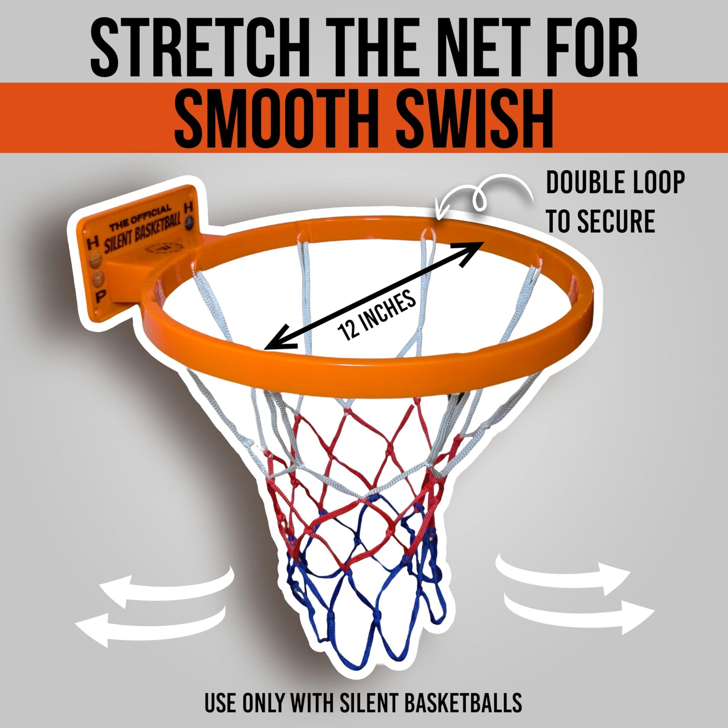 WAWAWEWA The Official Silent Basketball Hoop – Wall-Mounted Indoor Basketball Hoop for Bedroom, Apartment Shooting Practice & Skill Training – Adhesive or Screw Install