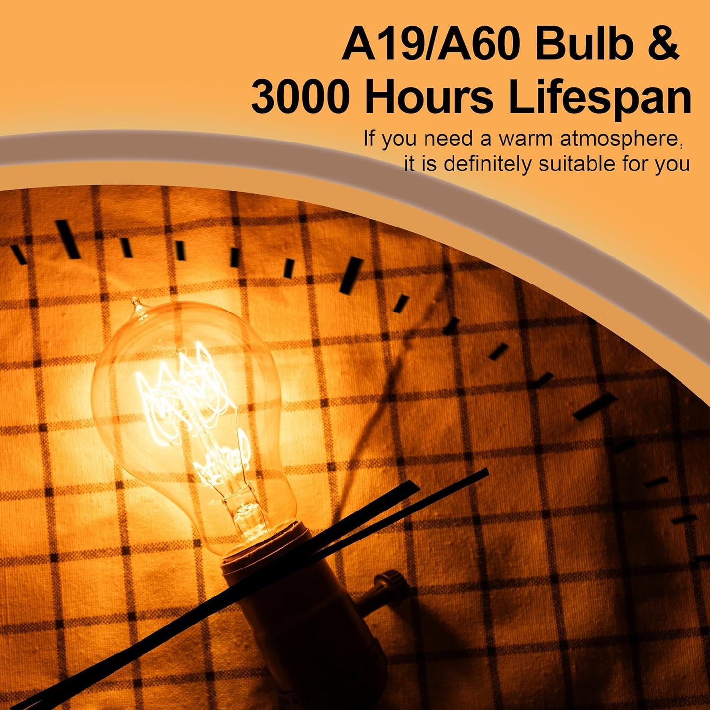 60W Vintage Edison Light Bulbs - A19/A60 Soft Amber Dimmable Bulbs, 12 Pack