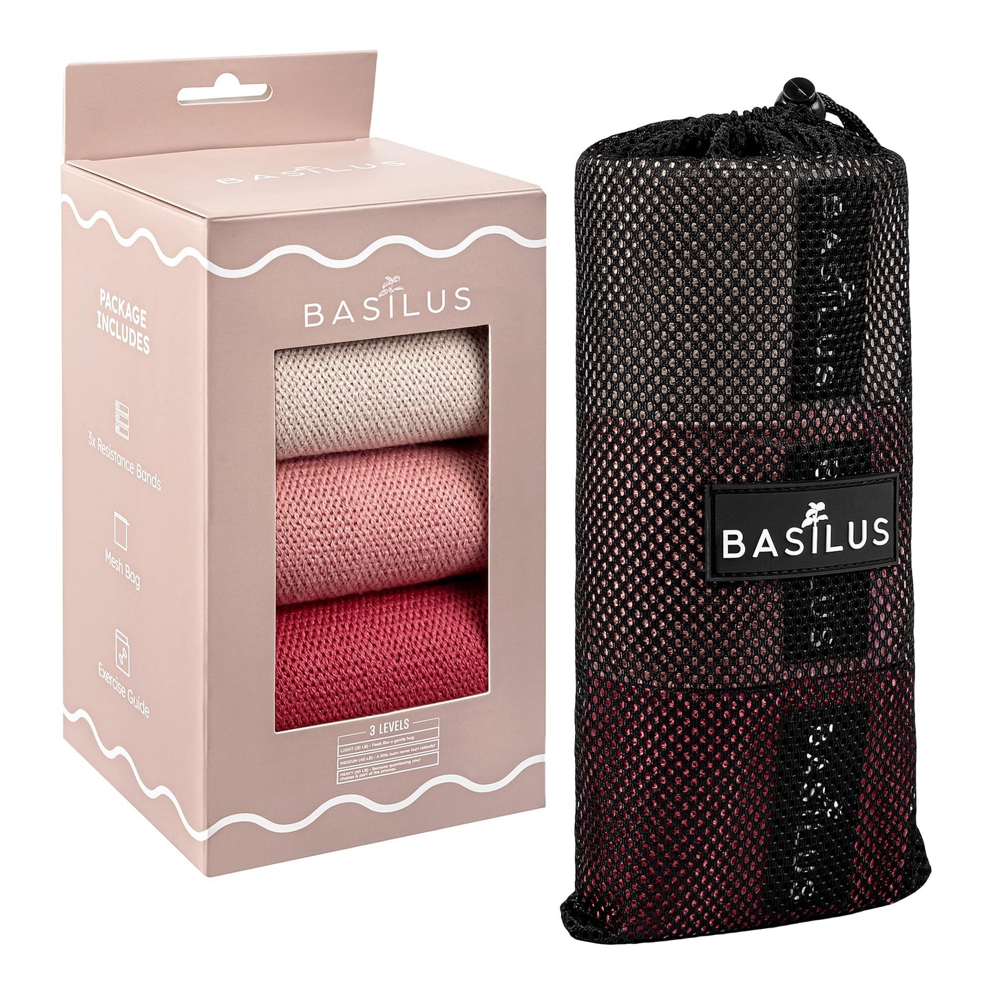 Resistance Bands for Women & Men, Exercise Bands for Lower Body Workouts, 3-Pack Fabric & Durable Elastic Bands for Strength Training, Fitness, Pilates & Yoga - Mesh Bag & Exercise Guide Included