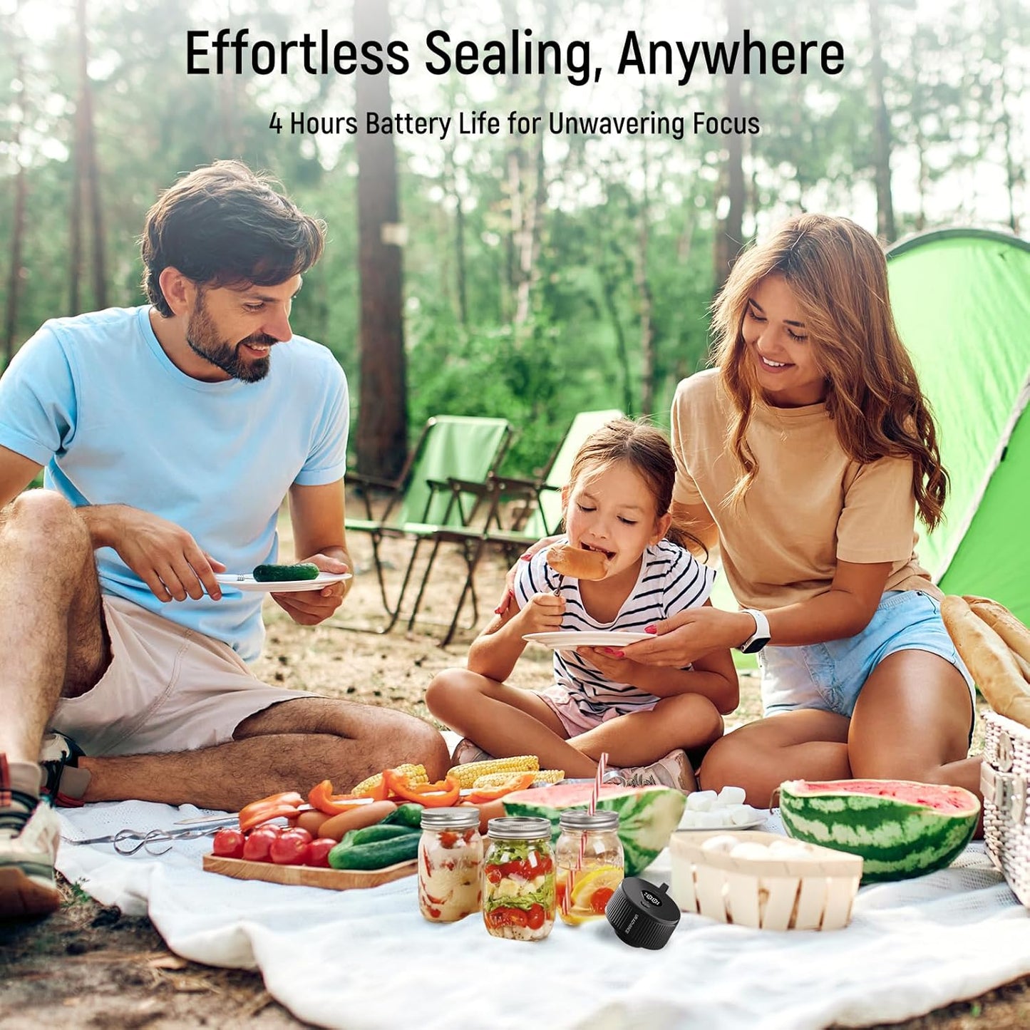 Skiennix 3-in-1 Electric Mason Jar Vacuum Sealer Kit - Auto-Stop Design, 4-Hour Battery Life | Ideal for Jars, Bags & Leftovers