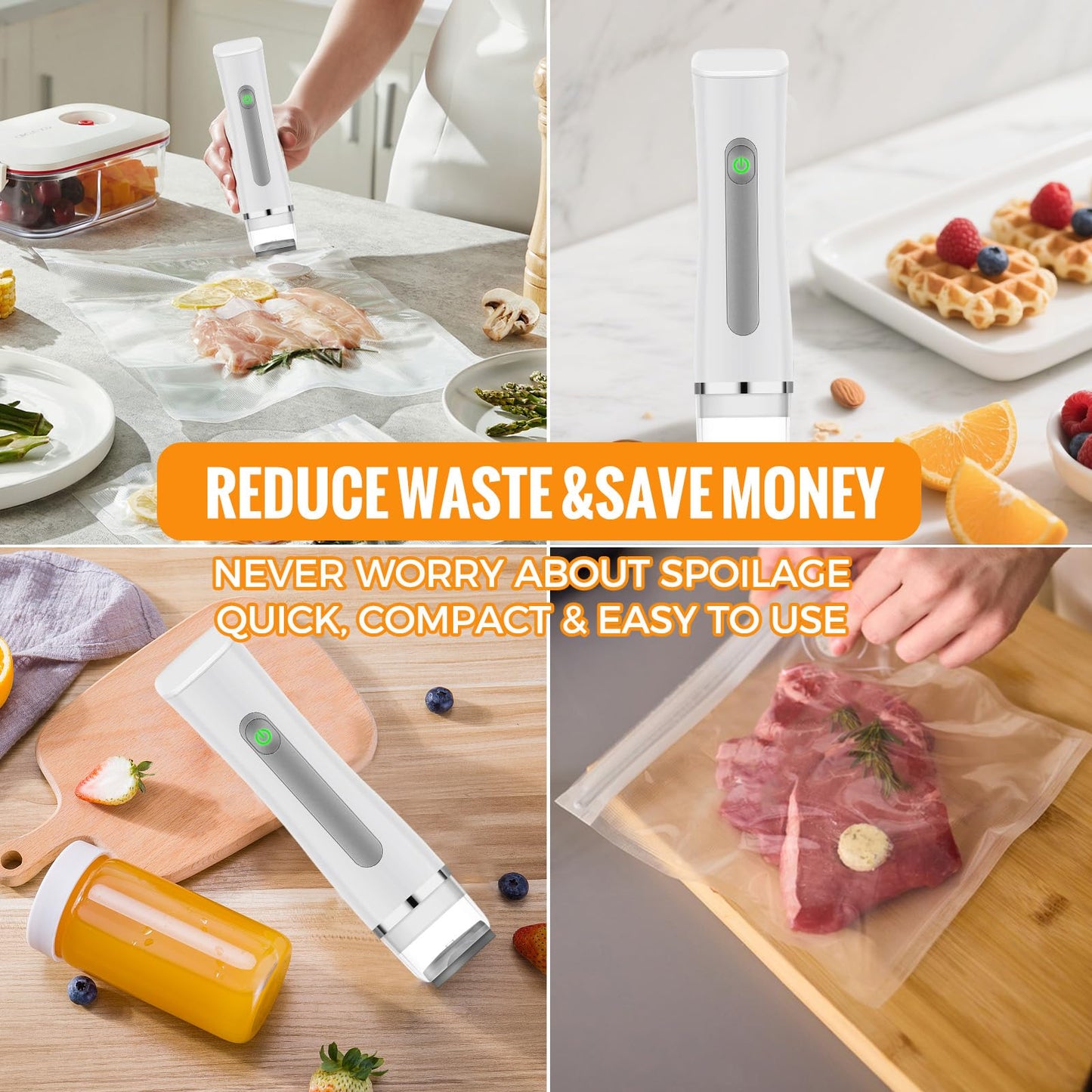 Vacuum Sealer for Food with Visible Water Tank, Cordless Food Sealer