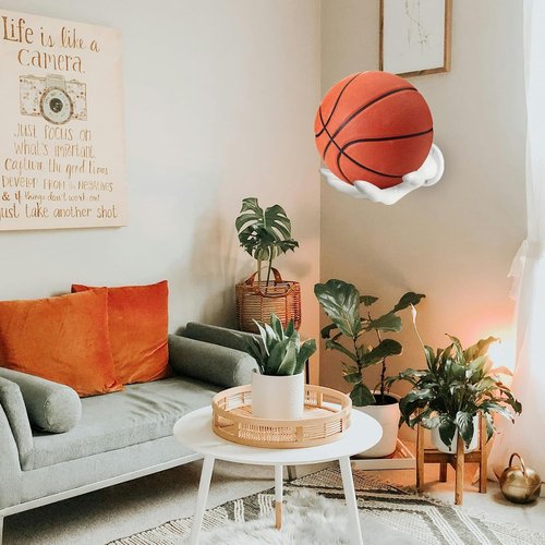 Basketball Holder Wall Mount 2 Piece Set, Men's Room Decoration Game Room Basketball Wall Decor Men's Sport Gifts, Ball Stand Wall Mount, Garage Ball Storage Organizer