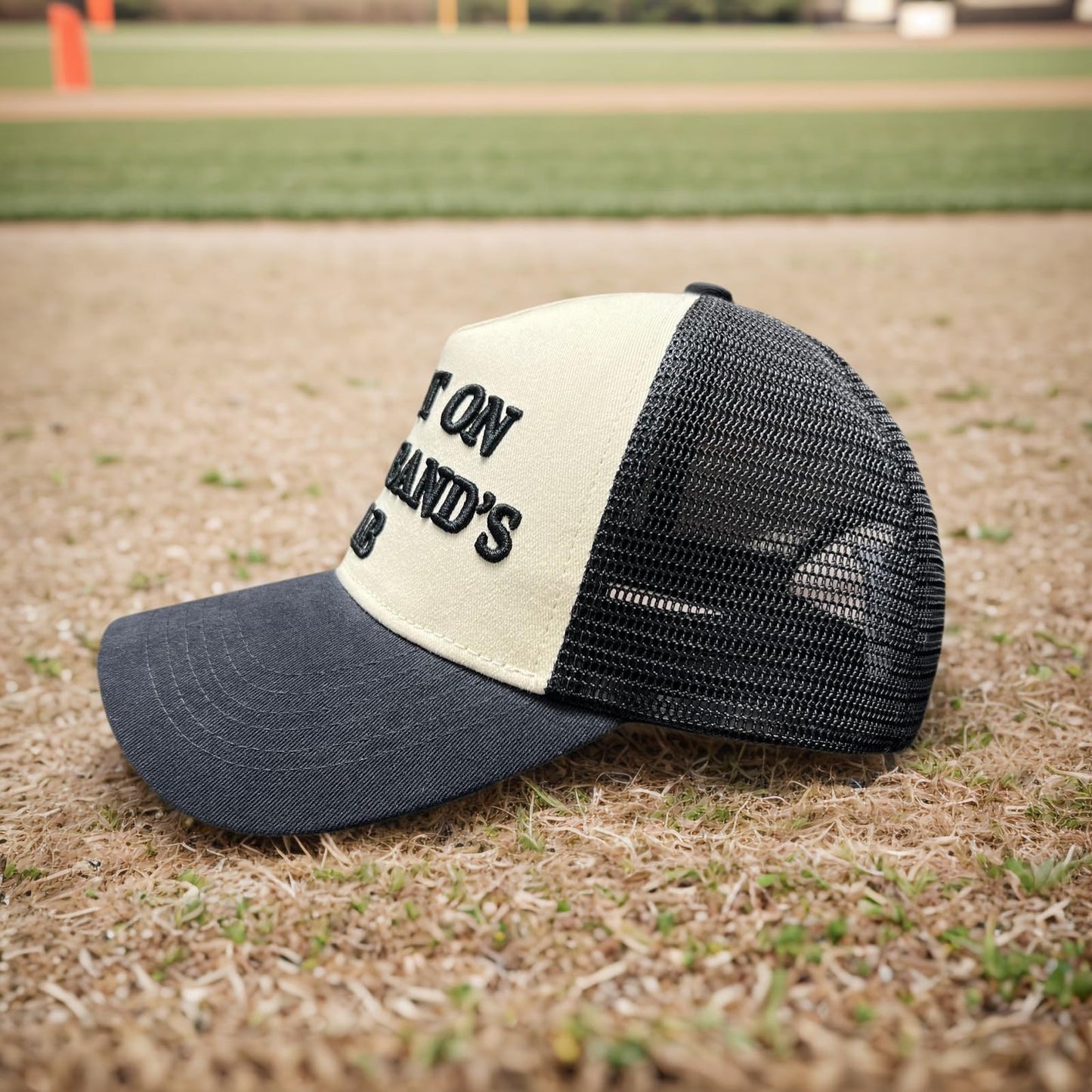 Put It On My Husband’s Tab – Funny Women’s Trucker Hat – 3D Embroidered Mesh Cap, Adjustable Snapback, Retro 5-Panel Baseball Hat