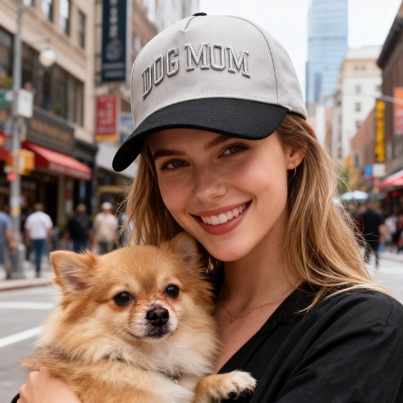 Dog Mom Hat- 3D Embroidered Puppy Mama Hat Adjustable Cotton Baseball Caps for Dog Lovers Black