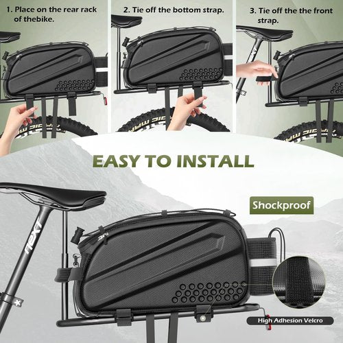 Bike Bags for Bicycles Rear Rack 10L Bike Rack Bag Waterproof EVA Hard Shell Durable Bike Panniers Saddle Bag with Shoulder Strap Bike Accessories for Cycling Commuting,Outdoor Hiking