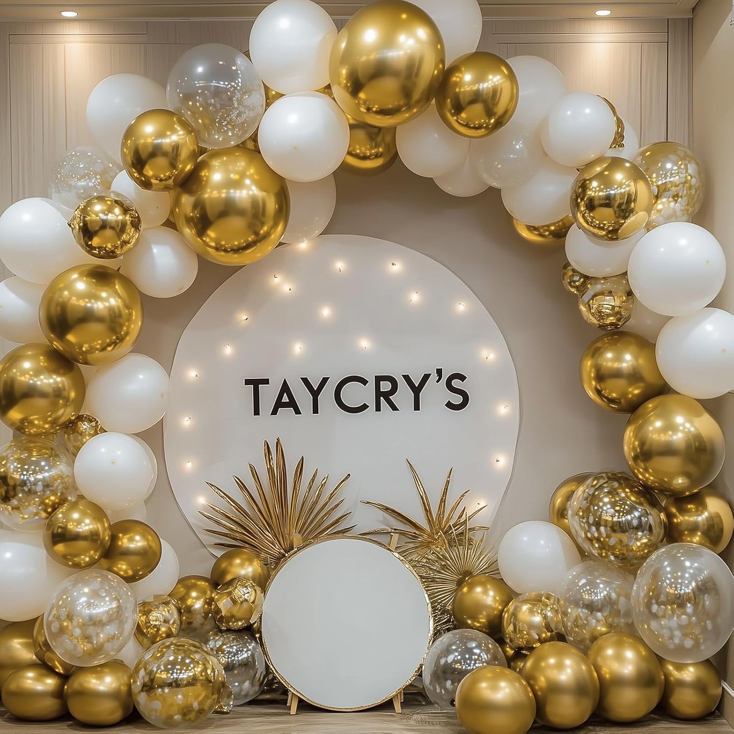 RUBFAC Gold Balloons - 129-Piece Metallic Balloon Garland Kit for Graduation, Weddings & Birthdays
