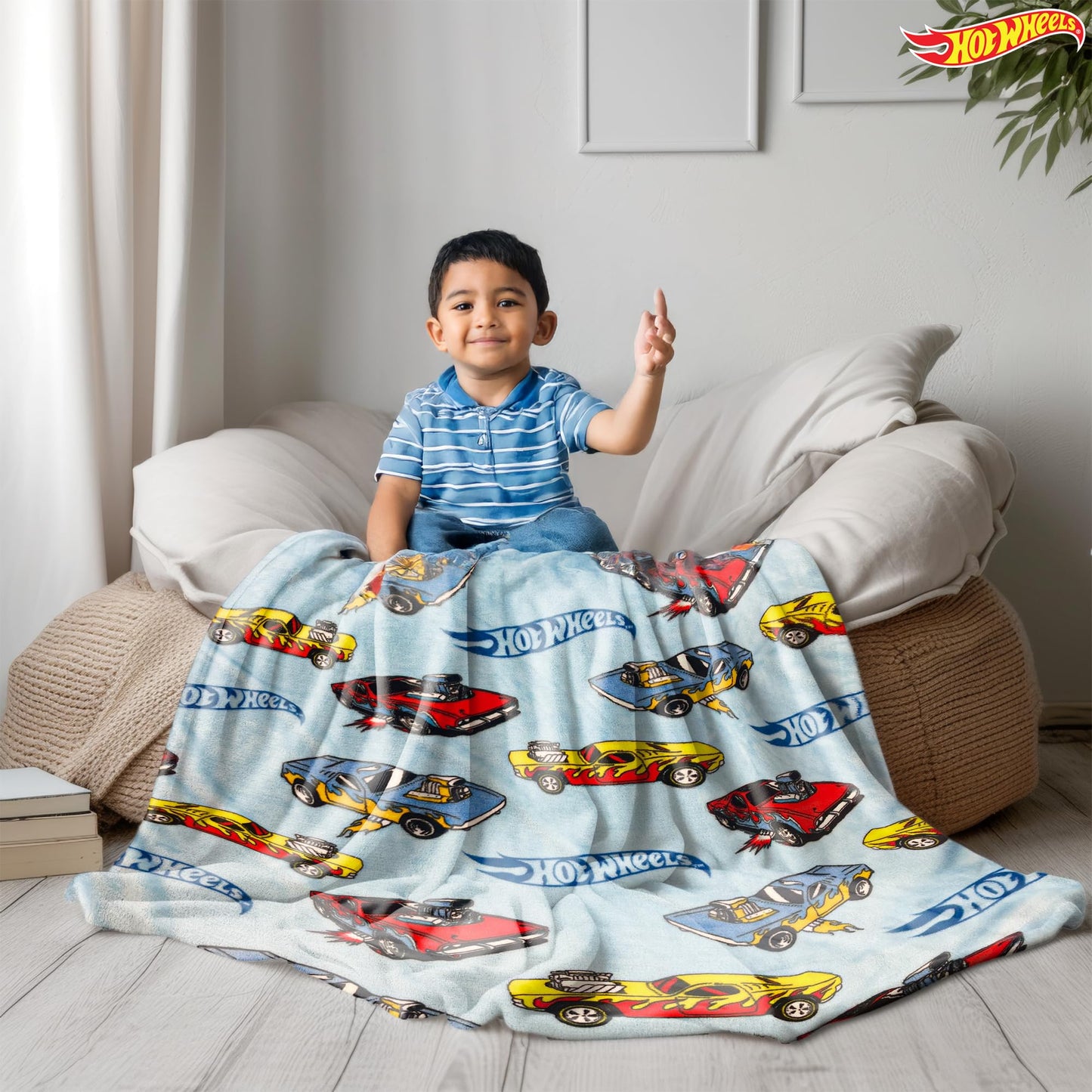 Hot Wheels Blanket (Baby/Toddler) | Hot Wheels Throw Blanket Soft Plush Fleece | Race Car Blanket Kids | Officially Licensed | Small/Medium