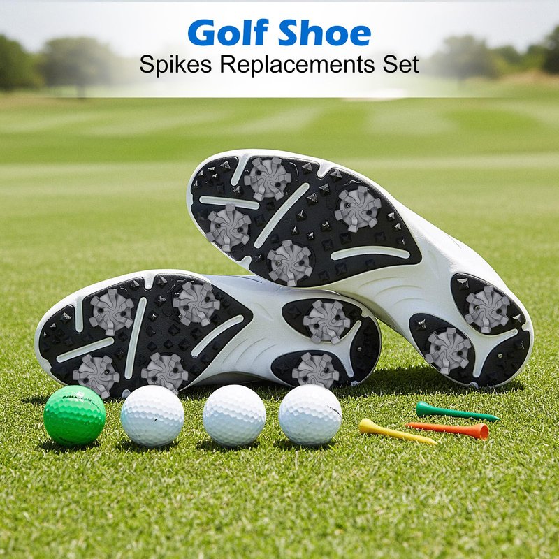 31 Pcs Golf Spikes, 30 Golf Shoe Spikes, 1 Black Spanner, 6mm Dia Metal Thread Screw Golfs Cleats Replacement for Golfs Players, Ideal Gift (Grey)