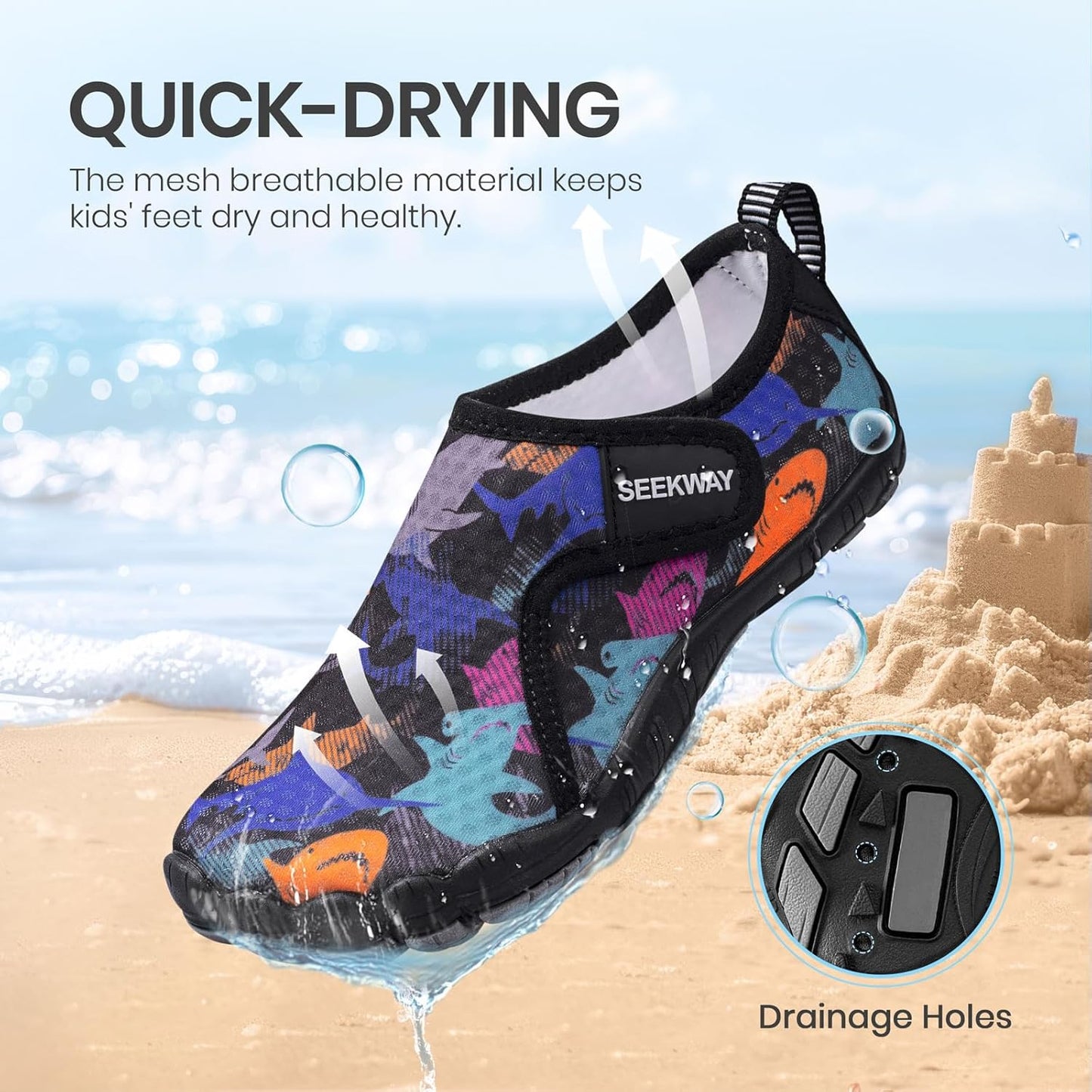 SEEKWAY Barefoot Water Shoes for Kids - Quick-Dry, Non-Slip Sand Shoes for Hiking, Swimming & Beach Fun