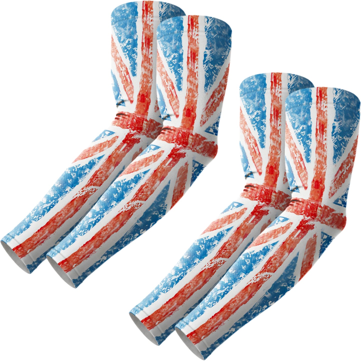 ROXUN 2 Pairs Flag Arm Sleeves Cooling UV Protection for Men Women Soccer Football Sports England Flag