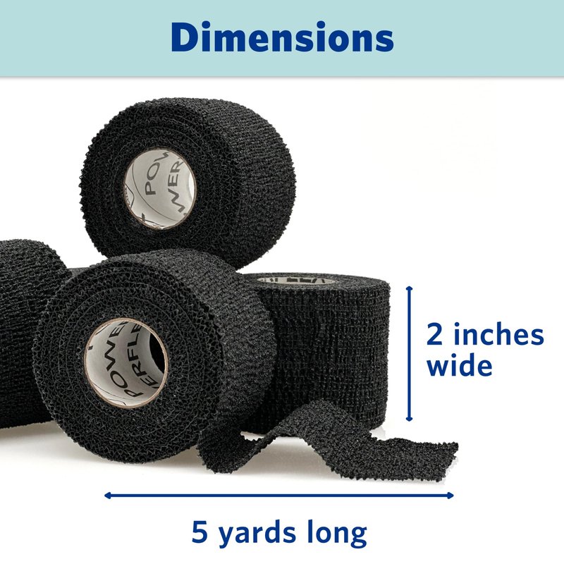 OVIK Health PowerFlex – Self-Adhering Sports Wrap for Injury Prevention & Post-Injury Stability – Medical-Grade, Sweat & Water Resistant First Aid Wrap for Athletes - Black, 2 inch, 6 Rolls