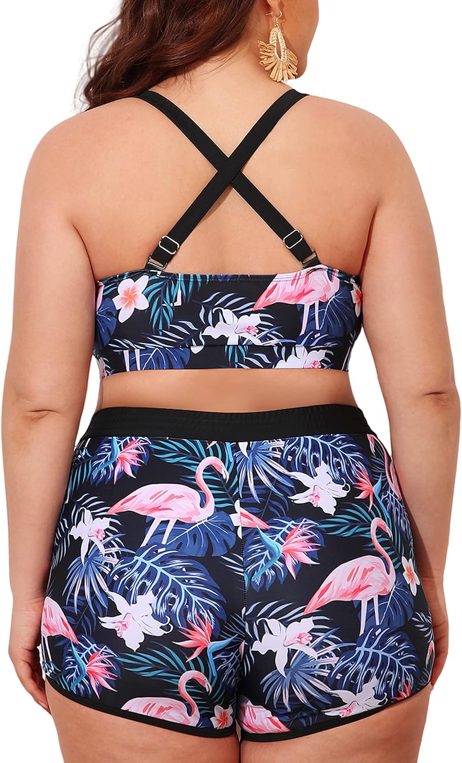 NIeyook Plus Size 3-Piece Tankini Swimsuit - Athletic Bathing Suit with Boy Shorts & Sports Bra