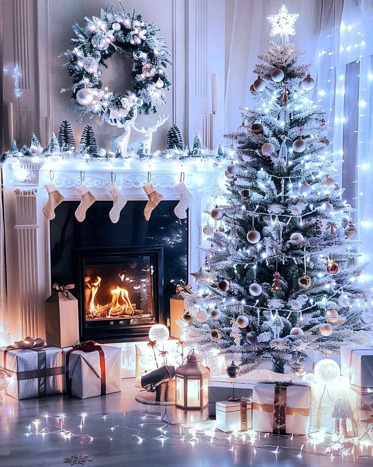 120FT 380 LED Christmas String Lights, 8 Modes Plug in Fairy Lights Connectable, Timer & Memory, Indoor Outdoor Twinkle Light for Christmas Tree Yard Outside Bedroom Classroom Decoration, Cool White