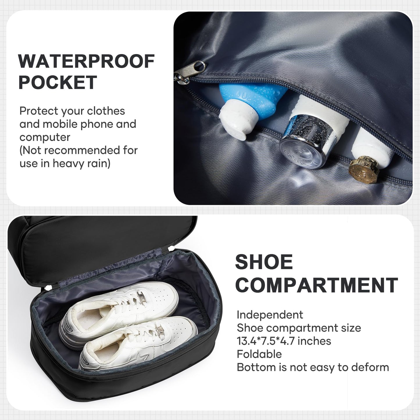 Lendolk Black Gym Backpack for Women Men, Dance Backpacks With Shoe Compartment, Sports Back pack For Yoga Fitness Beach Hiking Sports