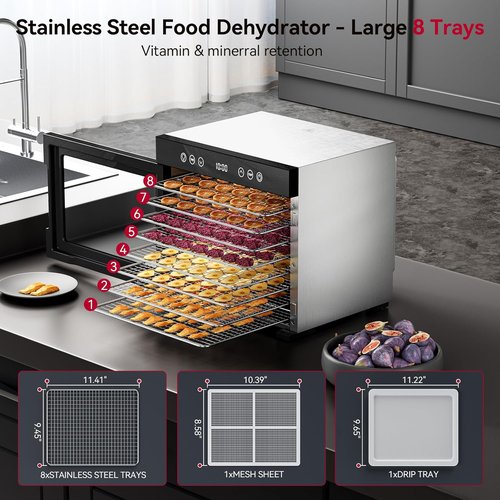 Excalibur Food Dehydrator - Powerful 8-Tray Dryer with Adjustable Temp & 48-Hour Timer for Jerky, Fruits, Herbs