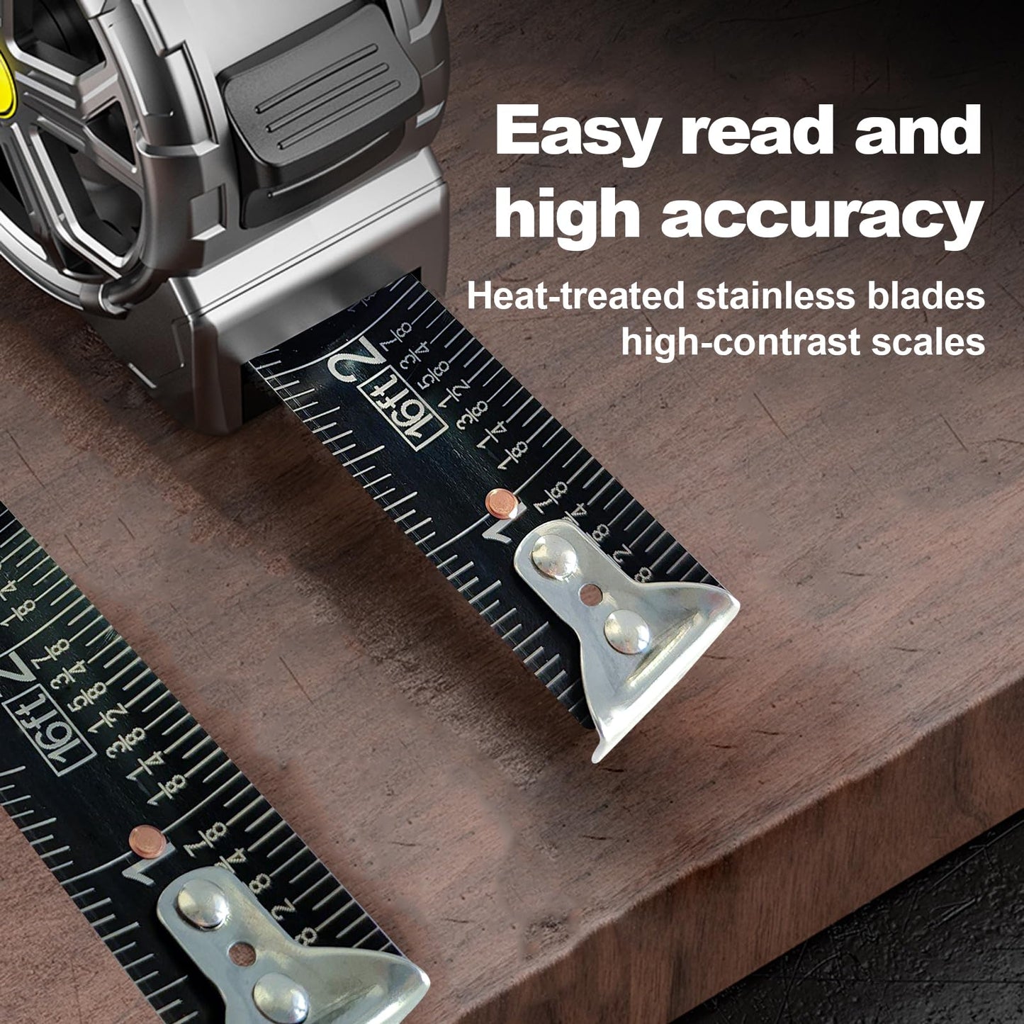 16ft Tape Measure, Stainless Steel Retractable Tape Measure, Waterproof & Rustproof Steel Measuring Tape with Hollow Design for Renovation, Construction, Carpentry (16')