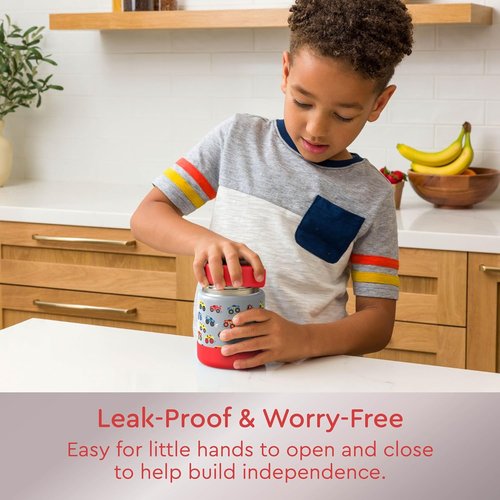 Bentgo Kids Stainless Steel Food Jar - 11oz Leak-Proof Insulated Container for Hot or Cold Meals - Trucks Design
