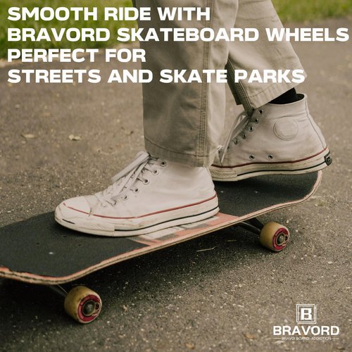 BRAVORD Skatebaord Wheels, 52mmX32mm 101A Skateboard Wheels for Skate Bowl, Trick, Street- Set of 4