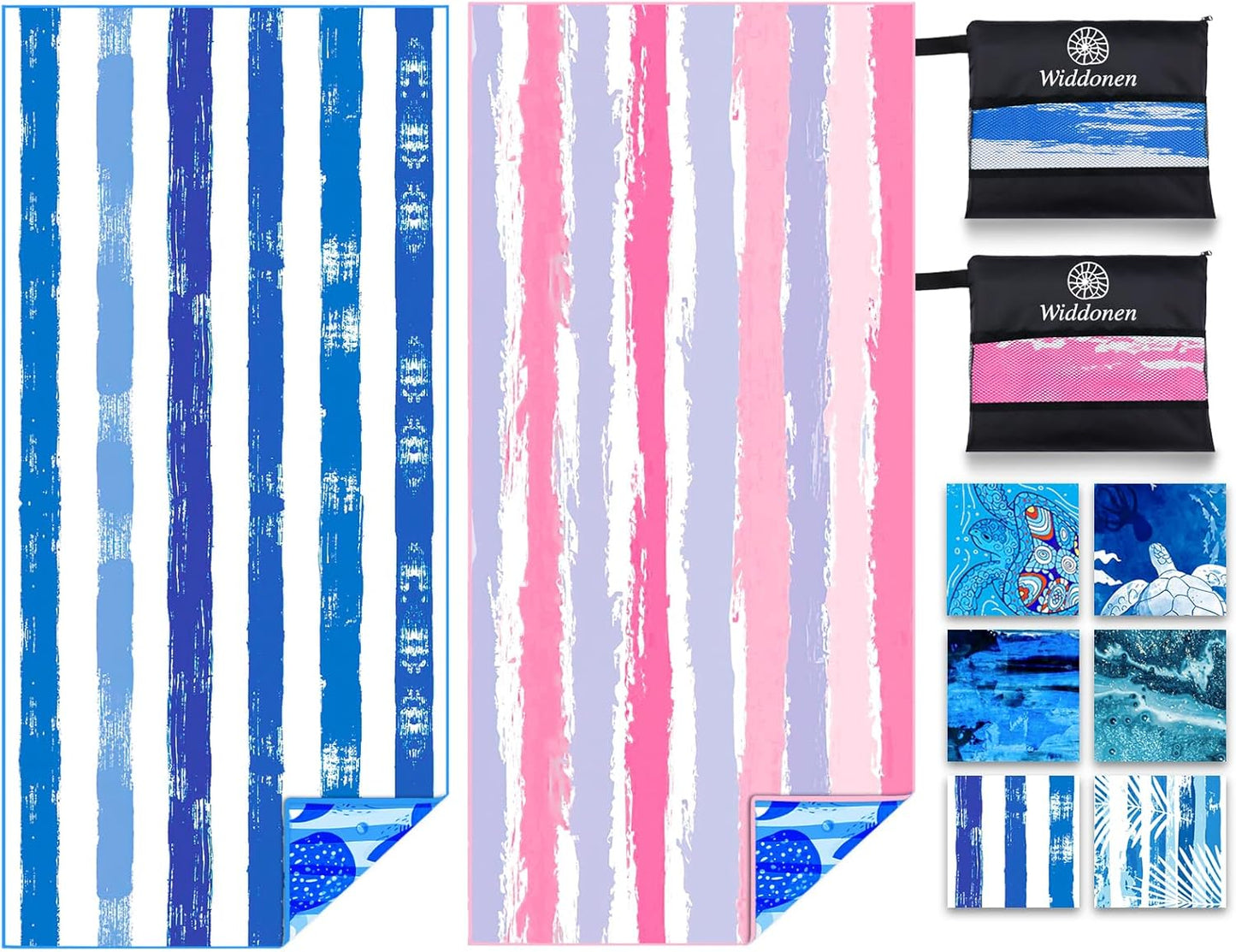Widdonen Lightweight Microfiber Beach Towel - Sand-Free, Quick Dry, Extra Large, Soft & Compact
