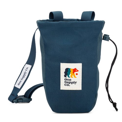 Oso Supply Co - Chalk Bag for Rock Climbing, U-Shaped Chalk Bucket with Zippered Pocket, Drawstring, Abrasion-Resistant Fabric, Perfect Gear for Indoor/Outdoor Climbing Bouldering (Navy Blue)