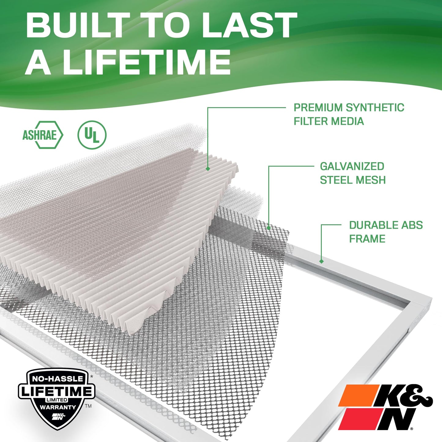 K&N 14X24X1 HVAC Furnace Air Filter, Lasts a Lifetime, Washable, Merv 13, the Last HVAC Filter You Will Ever Buy, Breathe Safely at Home or in the Office, HVC-13-11424