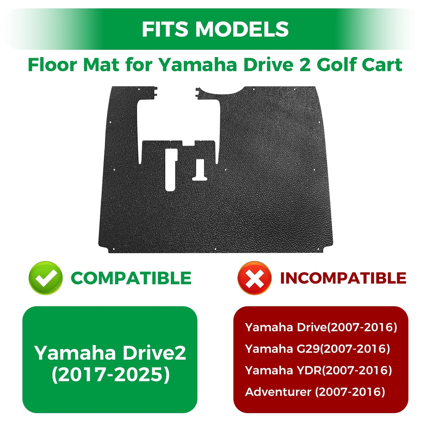 10L0L Golf Cart Floor Mat for Yamaha G29 Drive/Drive 2,High Temperature Resistant Silica Gel Mat,8mm Thick Not Deformed Non-Slip (Drive2)