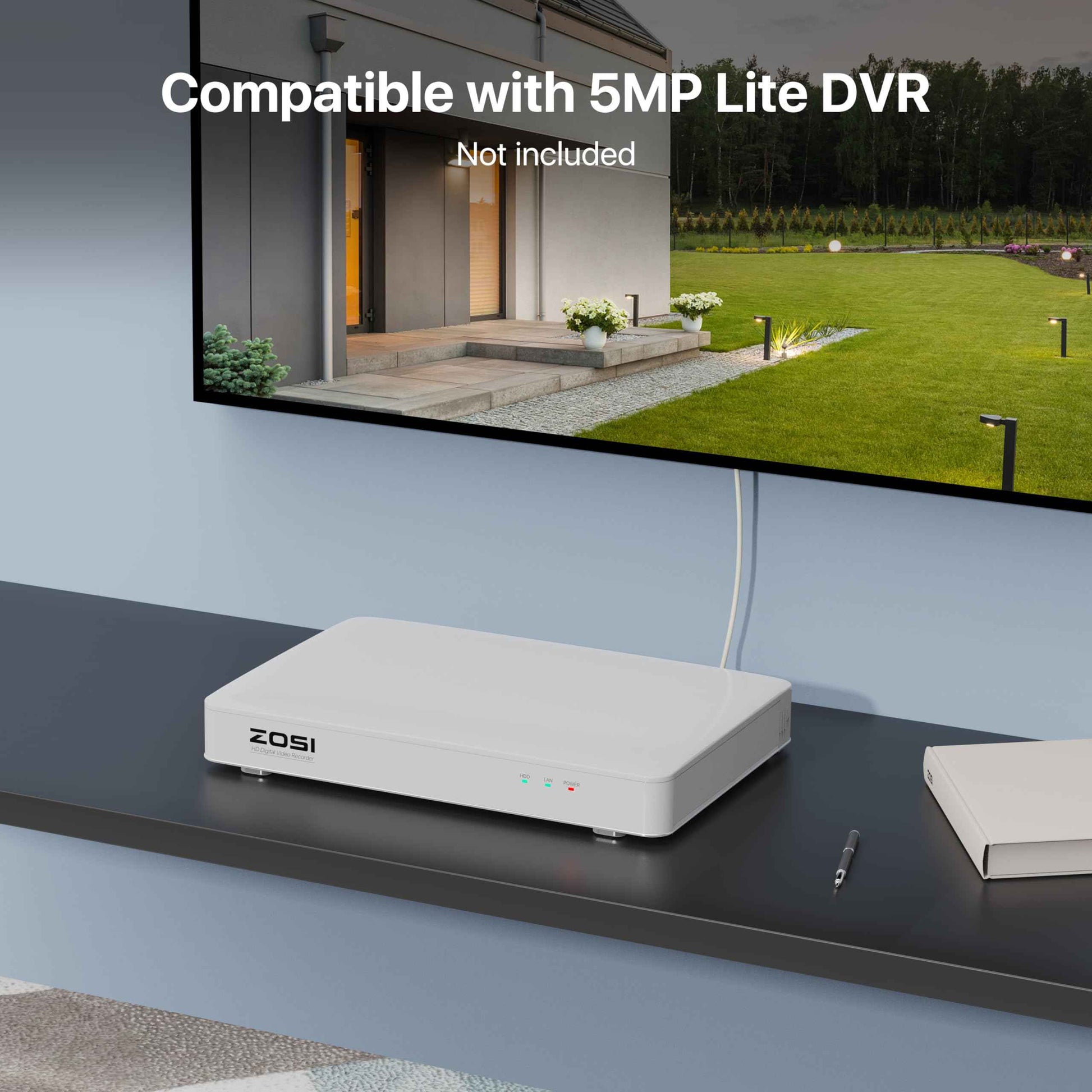 ZOSI 1080P HD-TVI Add On Camera, 2MP 1920TVL Indoor Outdoor Surveillance Home Security Camera with Audio, Night Vision, Smart Motion Detection, IP66 Weatherproof, Only Work 3K Lite CCTV DVR