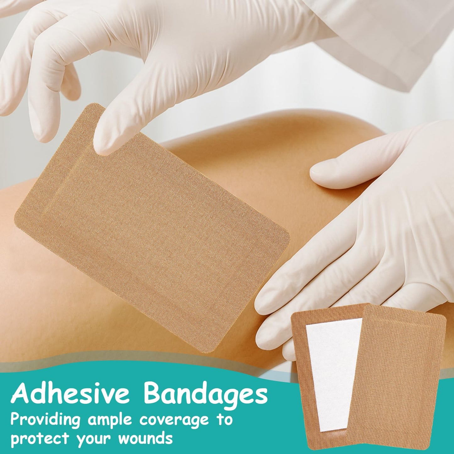 30 Pcs Extra Large Adhesive Bandages, 5" x 3" Fabric Bandages with Non-Stick Pad, Flexible Band Aids, Latex Free Painless Removal for Wound Care and First Aid, Sterile Fabric Bandage