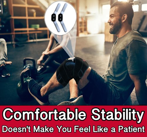 Hinged Knee Brace Support with Strap & Side Patella Stabilizers for Protection & Pain Relief for Arthritis, Meniscus Tear, ACL, MCL - Sports Compression Wrap for Running & Recovery - Men & Women (L)