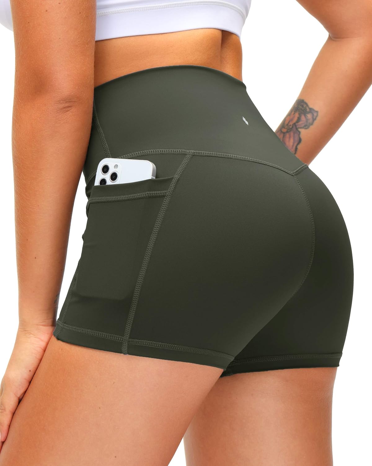 Soothfeel Women's High Waist Yoga Shorts - Tummy Control with Side Pockets | 5" & 3" Options