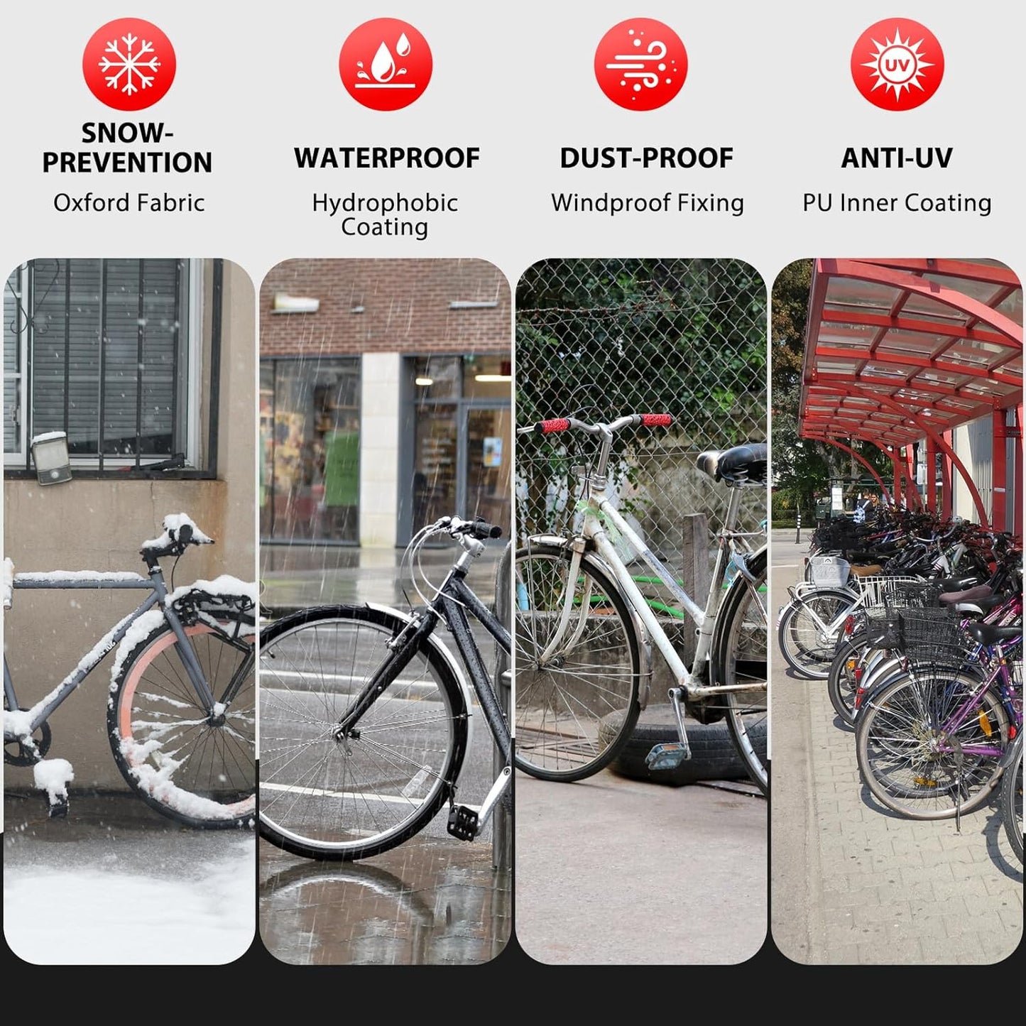 Topcrown Waterproof Bike Cover - Outdoor Storage for 3 Bikes | UV, Dust & Wind Protection (420D Black & Red, XXXL)