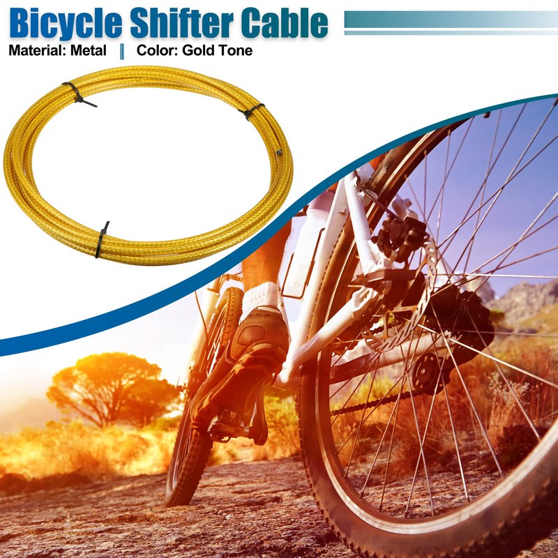 X AUTOHAUX Bicycle Shifter Cable Bike Brake Shifter Cable Brake Line Tube Cycling Accessories Gold Tone