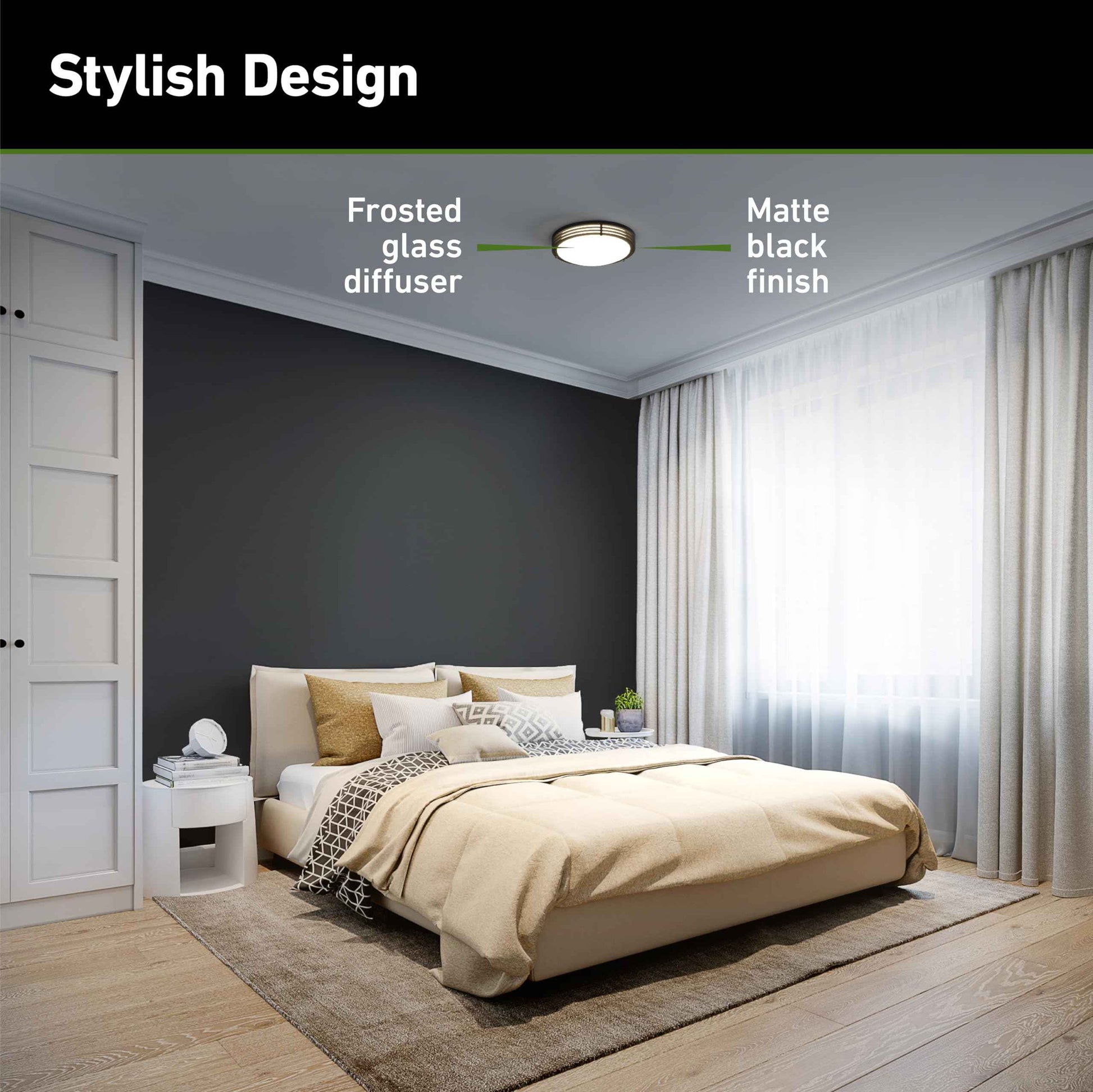 Good Earth Lighting Majestic 14-in LED Ceiling Fixture, 1700 Lumens, Dimmable, Matte Black